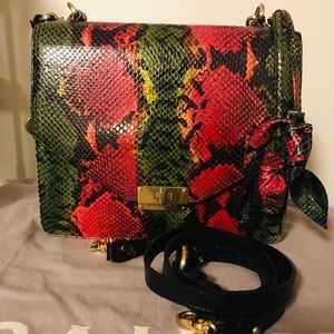 Brahmin leather snakeskin print convertible bag